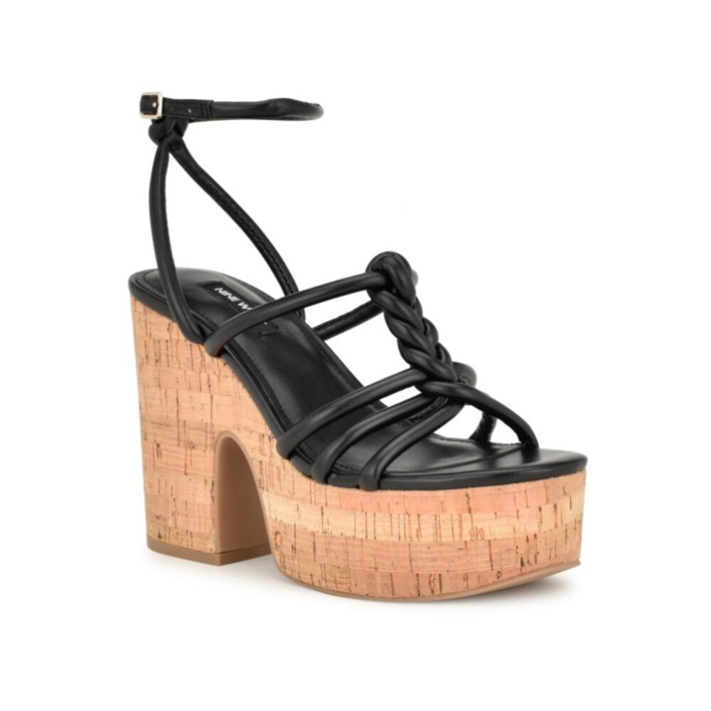 Nine West Womens 9.5 Olander Platform Sandal in Black NEW